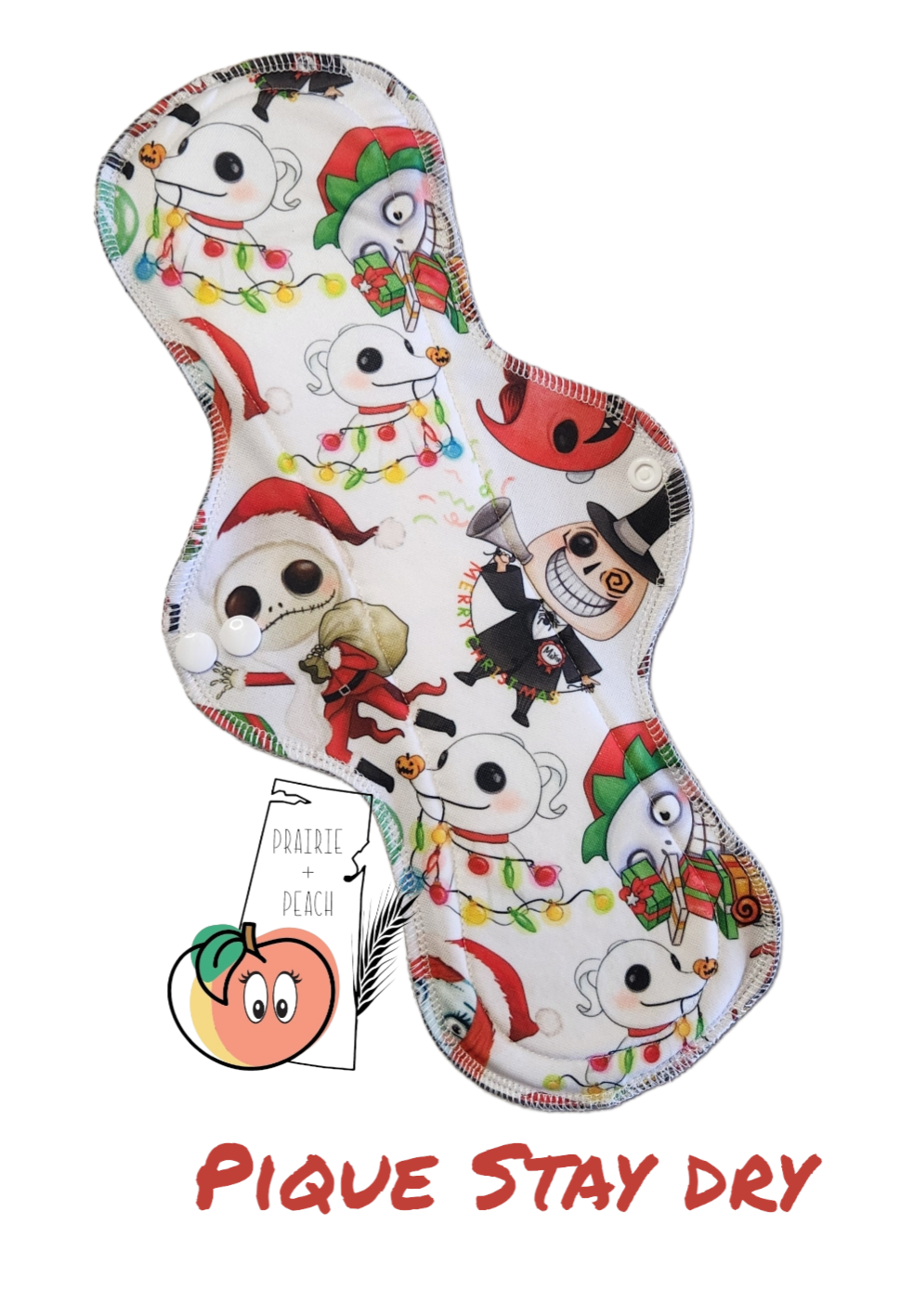 Christmas Nightmare - Pique Stay Dry Topper, Washable Menstrual Cloth Pad