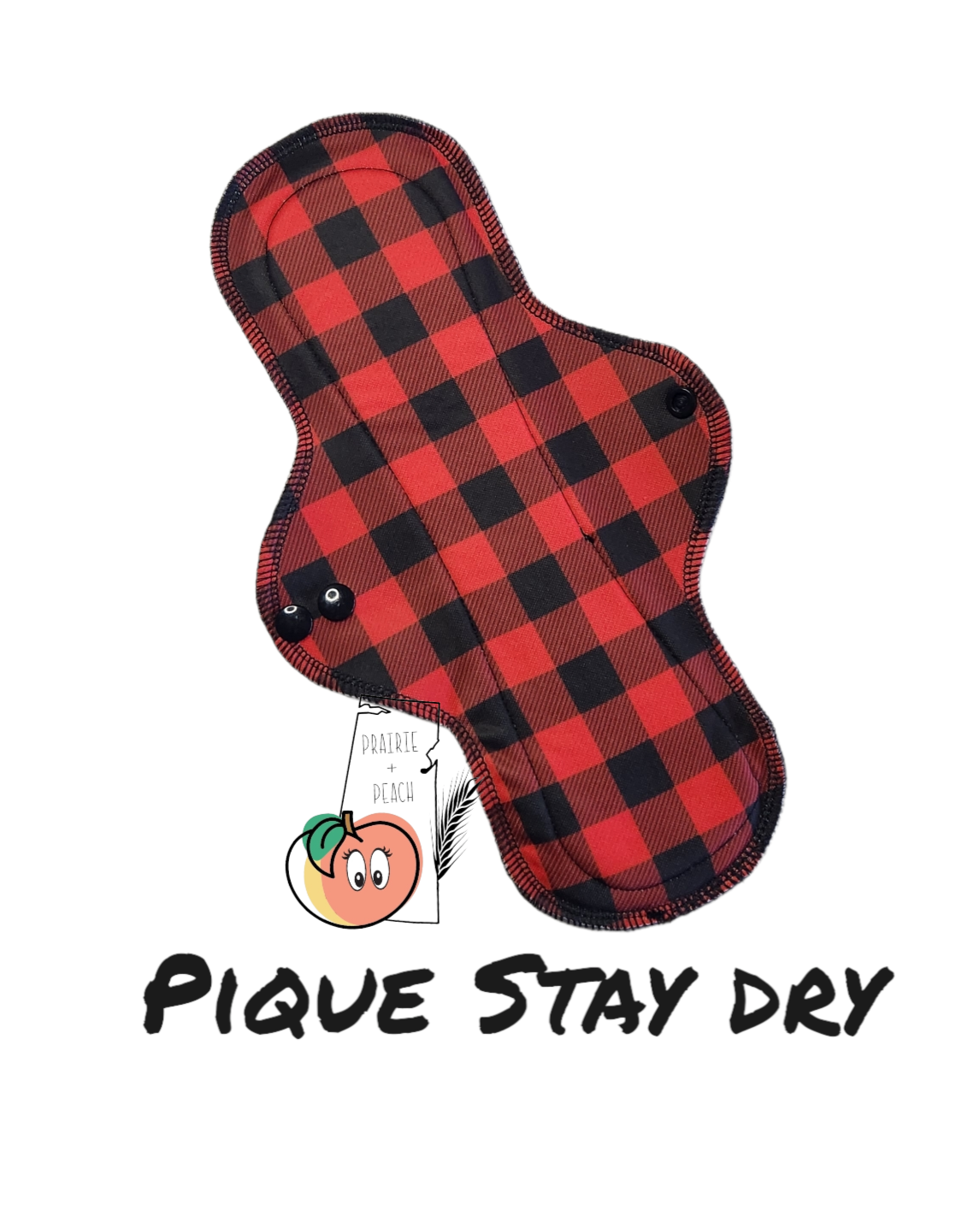 Red Buffalo Plaid - Pique Stay Dry Topper, Washable Menstrual Cloth Pad