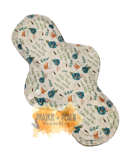 I Like Pretty Things, Coffee, & the work F*** - Pique Stay Dry Topper, Washable Menstrual Cloth Pad