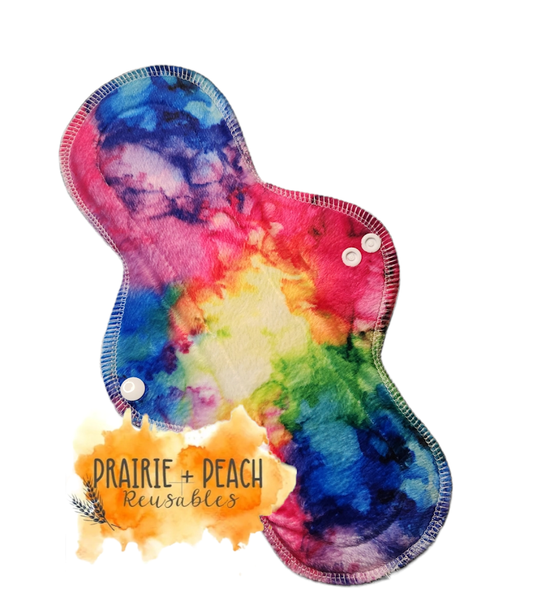 Rainbow Watercolor - Minky Topper, Washable Menstrual Cloth Pad