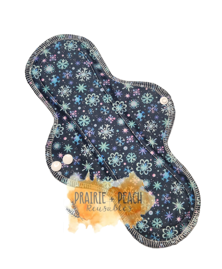 Winter Snowflake Dream - Pique Stay Dry Topper, Washable Menstrual Cloth Pad