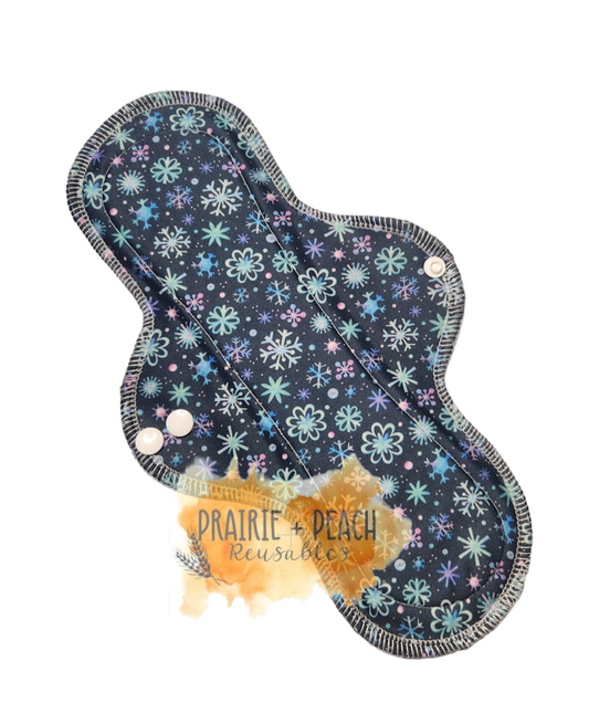 Winter Snowflake Dream - Pique Stay Dry Topper, Washable Menstrual Cloth Pad